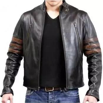 Мужская черная куртка ручной работы из натуральной мягкой кожи, стильная, из натуральной овчины, байкерская S чёрный