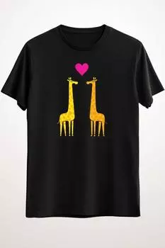 Мужская черная милая мультяшная влюбленная пара жирафов — DS1357