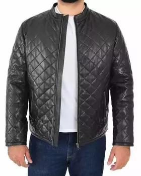 Мужская черная натуральная мягкая кожаная стильная куртка ручной работы из натуральной овчины в байкерском стиле S чёрный