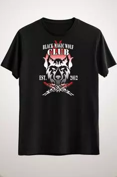 Мужская черная рубашка Blackmagicwolf Club!