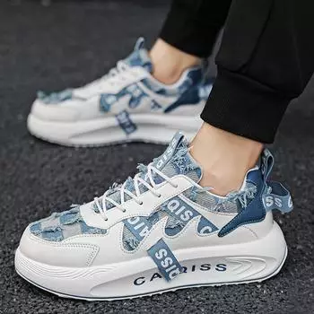 Мужская черная спортивная обувь, женские белые кроссовки для бега, студенческие, толстая подошва, увеличивающая рост, большие размеры, пара, унисекс, кроссовки для бега EU: 39 чёрный