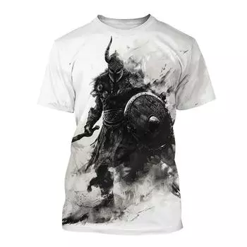 Мужская черно-белая футболка с 3D-принтом в виде татуировки, топы, уличный хип-хоп, харадзюку, крутая футболка S