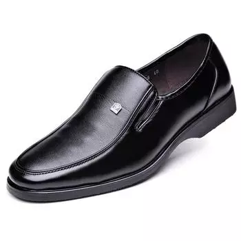 Мужская деловая деловая обувь, повседневные туфли из искусственной кожи на плоской подошве без шнуровки 38 чёрный