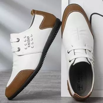 Мужская деловая кожаная мужская повседневная обувь двойного цвета в тон 39 белый