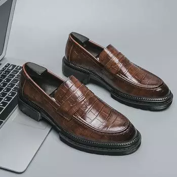 Мужская деловая кожаная обувь: Универсальный четырехсезонный корейско-британский стиль для повседневной носки или свадебной одежды 38