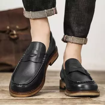 Мужская деловая обувь из натуральной кожи, повседневная мужская обувь класса люкс, универсальная мужская офисная обувь 2024 года, новые мужские лоферы Drive 38 чёрный