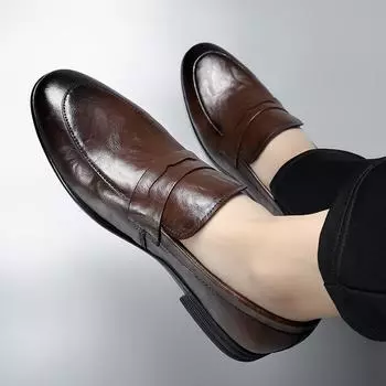 Мужская деловая обувь, модные низкие туфли, мужская повседневная обувь из натуральной кожи 38-44 38 чёрный