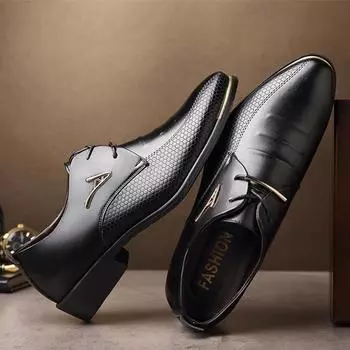 Мужская деловая обувь на кожаной подкладке. Мужская деловая обувь на кожаной подкладке. Деловая повседневная кожаная обувь. Классическая мягкая дышащая мужская обувь на плоской подошве. 43 чёрный