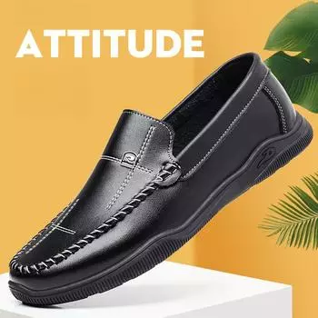 Мужская деловая повседневная кожаная обувь без шнуровки на мягкой подошве 39