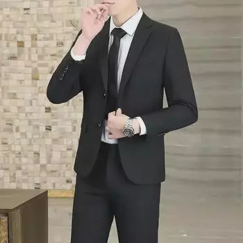 Мужская деловая повседневная куртка на весну и осень - свадебный, официальный, профессиональный костюм жениха L (Fits Small; Recommend One Size Up)