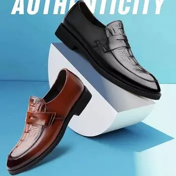 Мужская деловая повседневная обувь из натуральной кожи, туфли без шнуровки на плоской подошве, размеры 38–44 38 коричневый