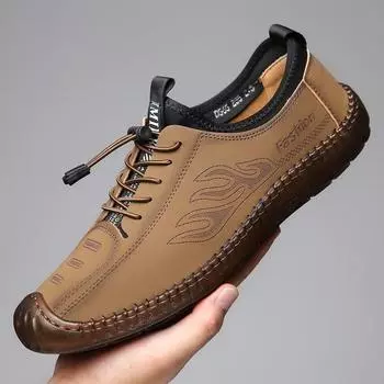 Мужская деловая повседневная обувь, удобная кожаная обувь, британские дышащие уличные кроссовки, мужская прогулочная обувь, модельные туфли 44 чёрный