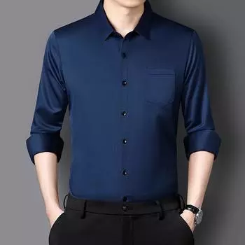 Мужская деловая повседневная рубашка с длинным рукавом 165/M