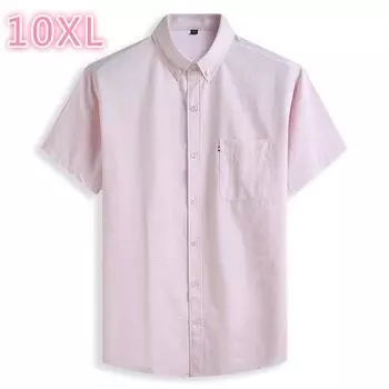 Мужская деловая рубашка Мужская однотонная рубашка с короткими рукавами 10XL/225 серый