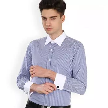 Мужская деловая рубашка на весну и осень, повседневная рубашка в полоску, рубашка большого размера с длинным рукавом XS