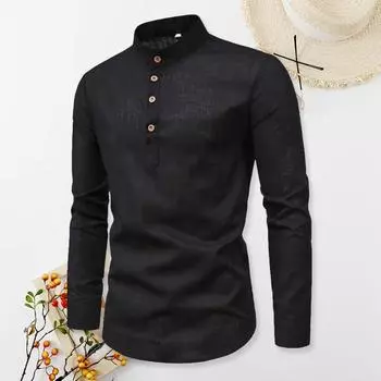 Мужская деловая рубашка Slim Fit с воротником-стойкой Легкие дышащие стильные мужские рубашки с длинным рукавом XXXL коричневый