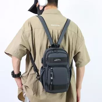Мужская деловая сумка через плечо, дорожная водоотталкивающая нагрудная сумка с несколькими спинками серый