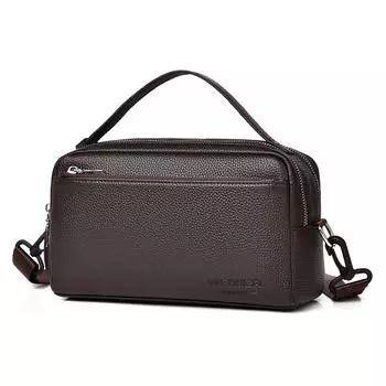 Мужская деловая сумка через плечо WEIXIER — стильная и высококачественная повседневная сумка через плечо с большой вместимостью и водонепроницаемым дизайном коричневый