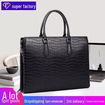 Мужская деловая сумка-мессенджер из натуральной кожи - вместительный портфель и сумка с первым слоем из коровьей кожи для ноутбуков чёрный