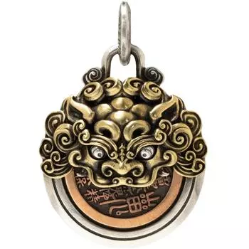 Мужская денежная подвеска в стиле ретро в этническом стиле Tang Lion Mountain Ghost 2*3CM