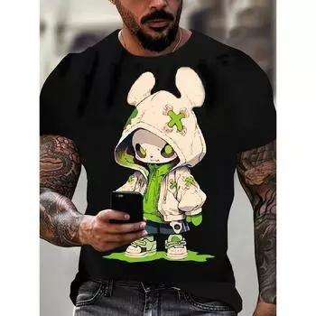 Мужская детская повседневная модная футболка с 3D-принтом и рисунком медведя в стиле аниме, футболка для летней повседневной уличной одежды, свободные топы S