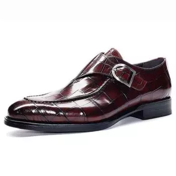 Мужская дизайнерская деловая кожаная обувь Деловая официальная обувь в британском стиле для мужчин Офисная обувь большого размера Туфли с квадратным носком и пряжкой Оксфордские туфли 38 чёрный