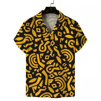 Мужская дизайнерская одежда 3D-принт рубашка свободного покроя лето 2025 путешествия Гавайи пляж гавайский узор Харадзюку Camisa Masculino лацкан S