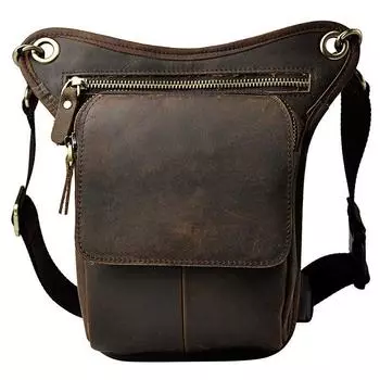 Мужская дизайнерская повседневная сумка-мессенджер из натуральной кожи, многофункциональная сумка через плечо, модная поясная сумка, сумка для ног чёрный