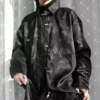 Мужская дизайнерская рубашка с длинным рукавом из жаккарда, молодежный свободный повседневный топ с лацканами 3XL белый