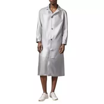 Мужская длинная куртка из искусственной кожи с лацканами и длинными рукавами, однотонная ветровка, водонепроницаемая ветрозащитная куртка M темно-коричневого