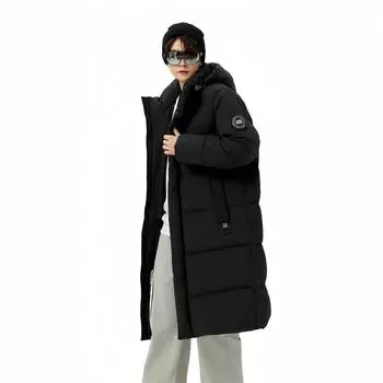 Мужская длинная куртка-пуховик осень-зима теплая и ветрозащитная уличная парка с капюшоном мужское стеганое пальто M чёрный