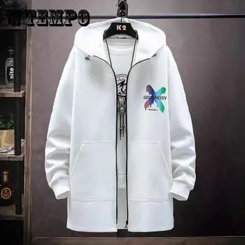 Мужская длинная куртка с капюшоном из тонкого бархата, зимняя ветровка, парки из хлопка 4XL белый