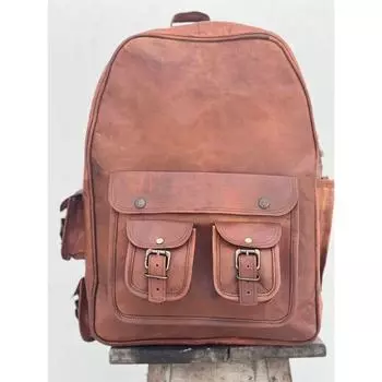 Мужская дорожная байкерская сумка, большой мягкий кожаный винтажный рюкзак 17 дюймов, рюкзак для ноутбука 14 x 17 x 8 in коричневый
