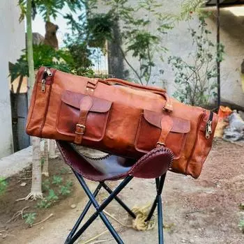 Мужская дорожная дорожная дорожная сумка из натуральной козьей кожи для спортзала коричневого цвета 30 x 10 x 9 in коричневый