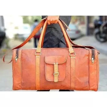 Мужская дорожная сумка, новая винтажная сумка для багажа, коричневая кожаная сумка из козьей кожи, дорожная, из натуральной кожи 28 x 10 x 10 in коричневый