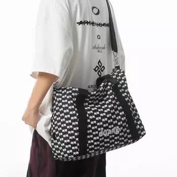 Мужская дорожная сумка с принтом Женская сумка через плечо чёрный