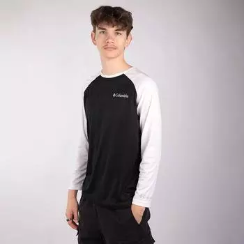 Мужская двухцветная футболка с длинными рукавами COLUMBIA S красный