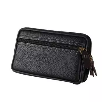 Мужская двухслойная поясная сумка из искусственной кожи для спорта на открытом воздухе, пешего туризма, скалолазания коричневый