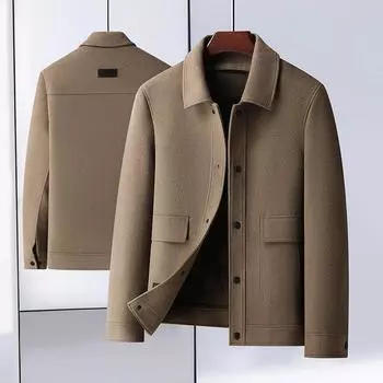 Мужская двусторонняя нейлоновая шерстяная куртка, деловая, повседневная, с лацканами, на гусином пуху, с подкладкой, устойчивая к холоду, шерстяная куртка 170 чёрный