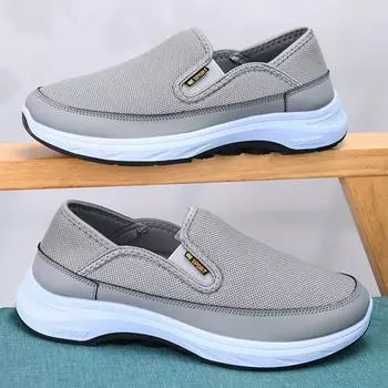 Мужская дышащая обувь для ходьбы из ткани, мягкая подошва, одна педаль, ленивая повседневная обувь 39 серый