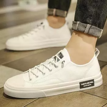 Мужская дышащая обувь Кожаная повседневная обувь Модная спортивная обувь Белая обувь 39 чёрный