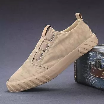 Мужская дышащая парусиновая повседневная обувь без застежек, студенческие мокасины, летние мокасины для отдыха, модные кроссовки на плоской подошве, обувь 38
