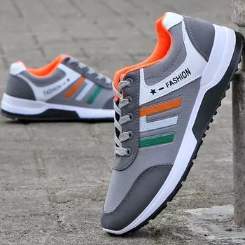 Мужская дышащая парусиновая повседневная обувь, кроссовки на шнуровке, крутая уличная обувь, удобные лоферы 41 серый