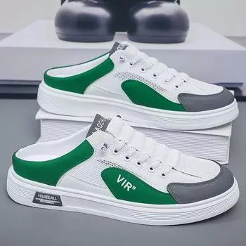 Мужская дышащая повседневная обувь, летние новые сетчатые полутапочки для улицы, удобная мягкая подошва, модная молодежная универсальная модная обувь 39