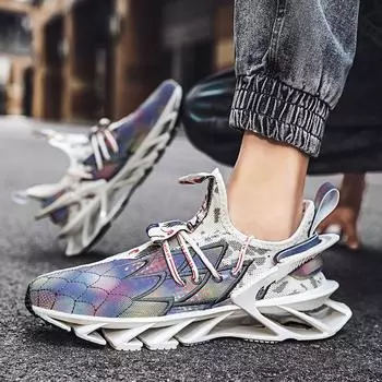 Мужская дышащая повседневная спортивная обувь, уличная нескользящая обувь для бега, модная баскетбольная обувь 39 белый