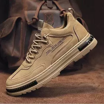 Мужская дышащая противоскользящая водонепроницаемая износостойкая рабочая обувь, обувь для защиты труда, обувь для доски на толстой подошве 39 чёрный