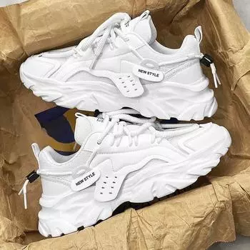 Мужская дышащая сетчатая обувь, мужская модная и универсальная спортивная обувь на толстой подошве, повседневная обувь 39