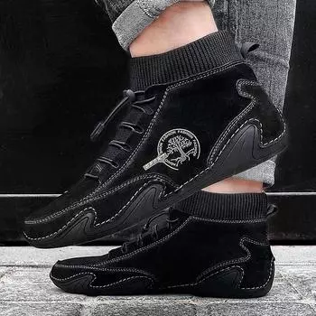 Мужская дышащая удобная водонепроницаемая кожаная повседневная обувь для мужчин легкая прочная нескользящая плоская обувь для всех сезонов сапоги US 5(EUR 38) бежевый