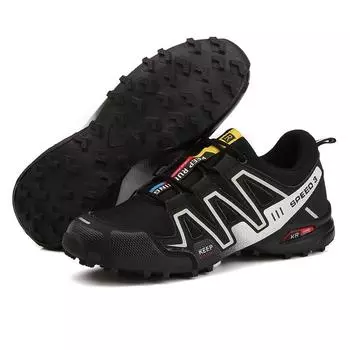 Мужская дышащая уличная обувь. Мужские кроссовки. Удобная мужская обувь для прогулок. 39 чёрный/белый