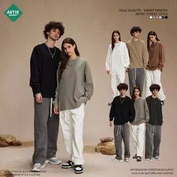 Мужская дышащая вафельная трикотажная футболка с длинным рукавом осень/зима 2024 года — модный американский бренд, свободный крой S темно-серого